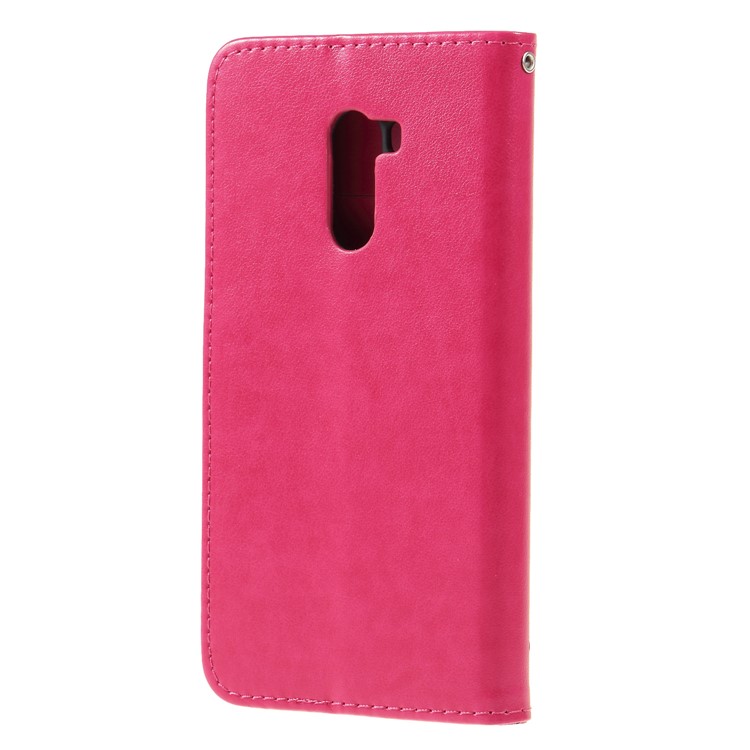 Imprint Butterfly Flower Wallet Stand Leather Case for Xiaomi Pocophone F1 / Poco F1 (India) - Rose-2
