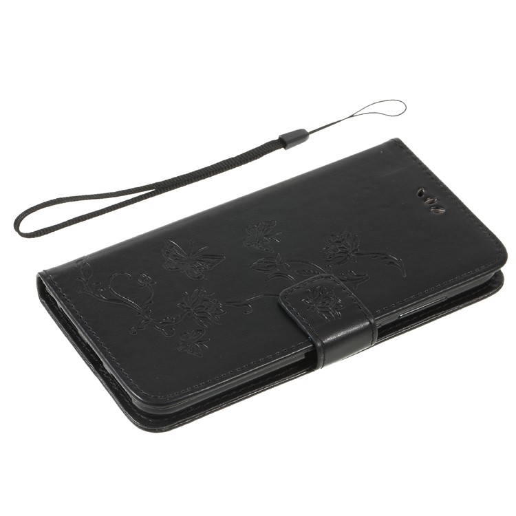 Imprint Butterfly Flower Wallet Stand Leather Cover for Xiaomi Pocophone F1 / Poco F1 (India) - Black-11