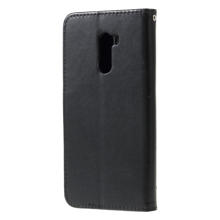 Imprint Butterfly Flower Wallet Stand Leather Cover for Xiaomi Pocophone F1 / Poco F1 (India) - Black-2