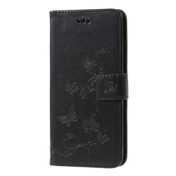 Imprint Butterfly Flower Wallet Stand Leather Cover for Xiaomi Pocophone F1 / Poco F1 (India) - Black-3