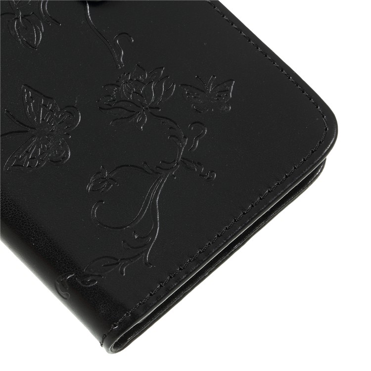 Imprint Butterfly Flower Wallet Stand Leather Cover for Xiaomi Pocophone F1 / Poco F1 (India) - Black-7