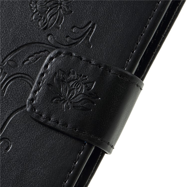 Imprint Butterfly Flower Wallet Stand Leather Cover for Xiaomi Pocophone F1 / Poco F1 (India) - Black-9