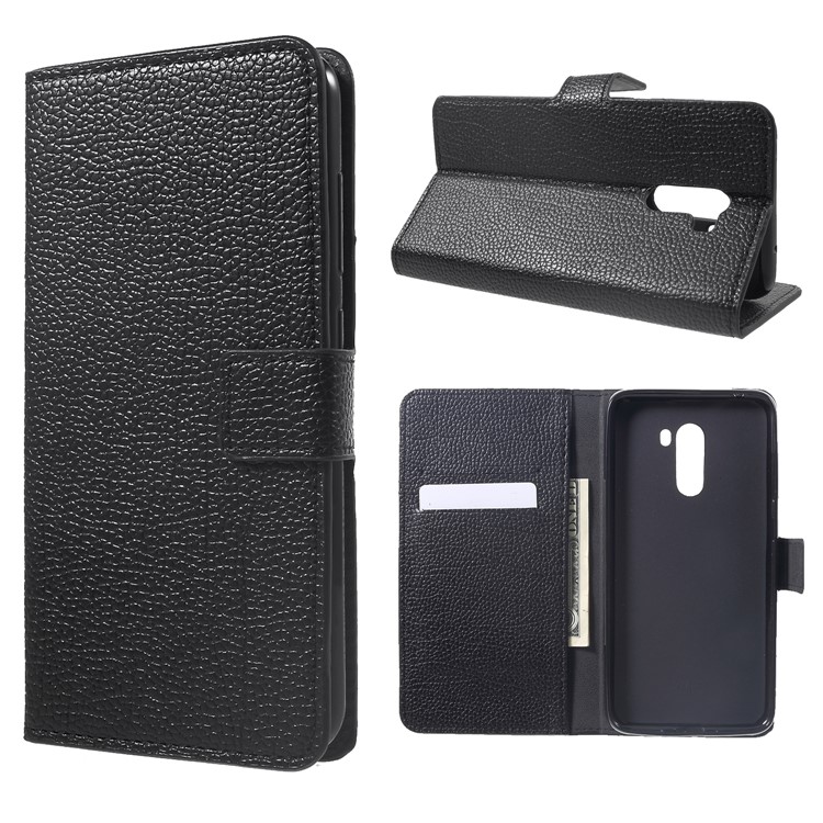 Litchi Skin Wallet Leather Stand Cover for Xiaomi Pocophone F1 / Poco F1 (India) - Black-1