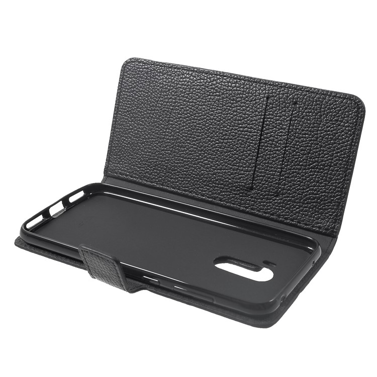 Litchi Skin Wallet Leather Stand Cover for Xiaomi Pocophone F1 / Poco F1 (India) - Black-7