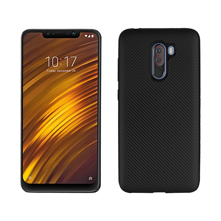Carbon Fiber Texture Soft TPU Back Casing for Xiaomi Pocophone F1 / Poco F1 (India) - Black-1