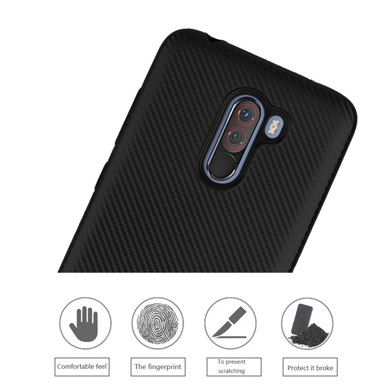 Carbon Fiber Texture Soft TPU Back Casing for Xiaomi Pocophone F1 / Poco F1 (India) - Black-3