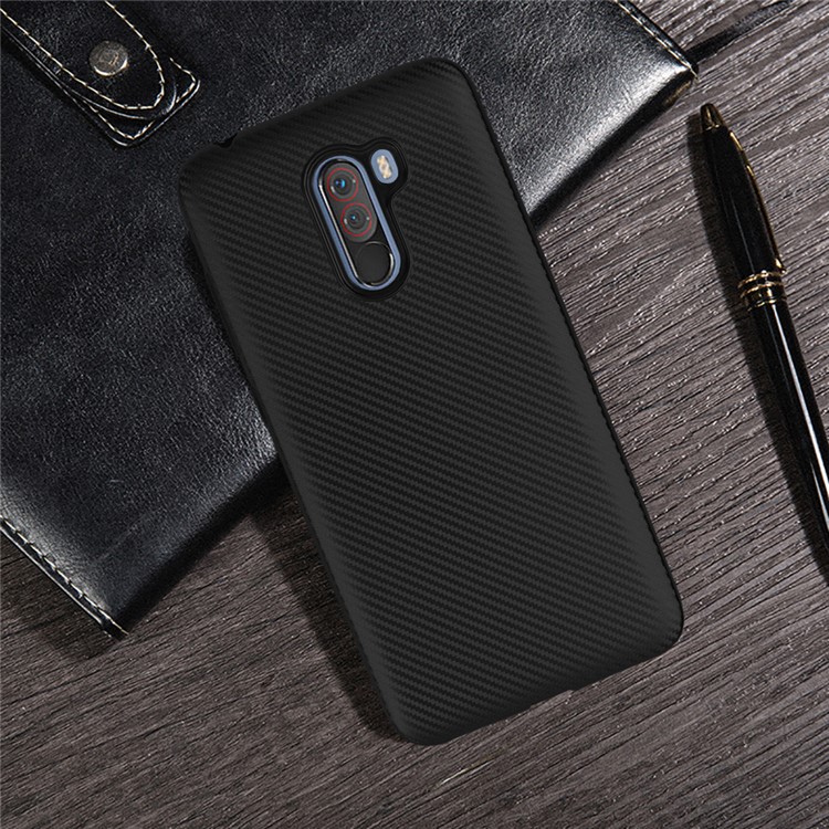 Carbon Fiber Texture Soft TPU Back Casing for Xiaomi Pocophone F1 / Poco F1 (India) - Black-4