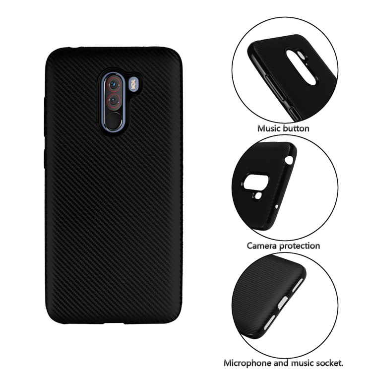 Carbon Fiber Texture Soft TPU Back Casing for Xiaomi Pocophone F1 / Poco F1 (India) - Black-7