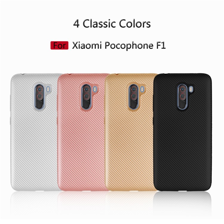 Carbon Fiber Texture Soft TPU Back Casing for Xiaomi Pocophone F1 / Poco F1 (India) - Black-8