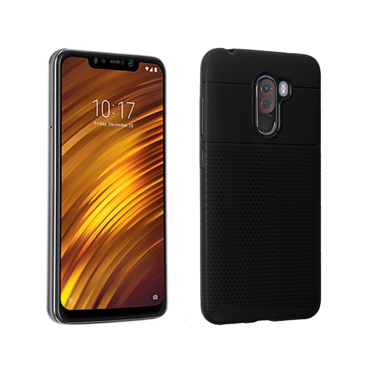Ultra-thin Anti-slip 0.7mm Splicing Flexible TPU Mobile Casing for Xiaomi Pocophone F1 / Poco F1 (India) - Black-1