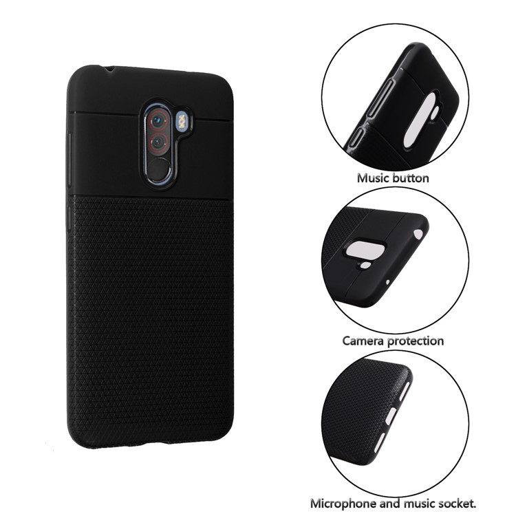 Ultra-thin Anti-slip 0.7mm Splicing Flexible TPU Mobile Casing for Xiaomi Pocophone F1 / Poco F1 (India) - Black-6