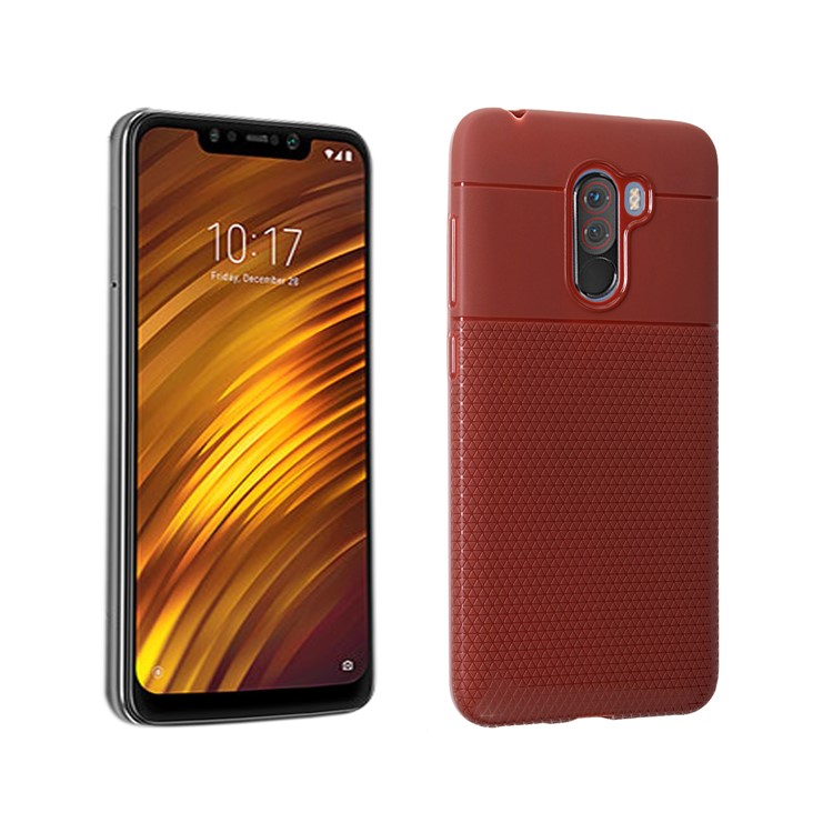 Ultra-thin Anti-slip 0.7mm Splicing Flexible TPU Mobile Cover for Xiaomi Pocophone F1 / Poco F1 (India) - Brown-1