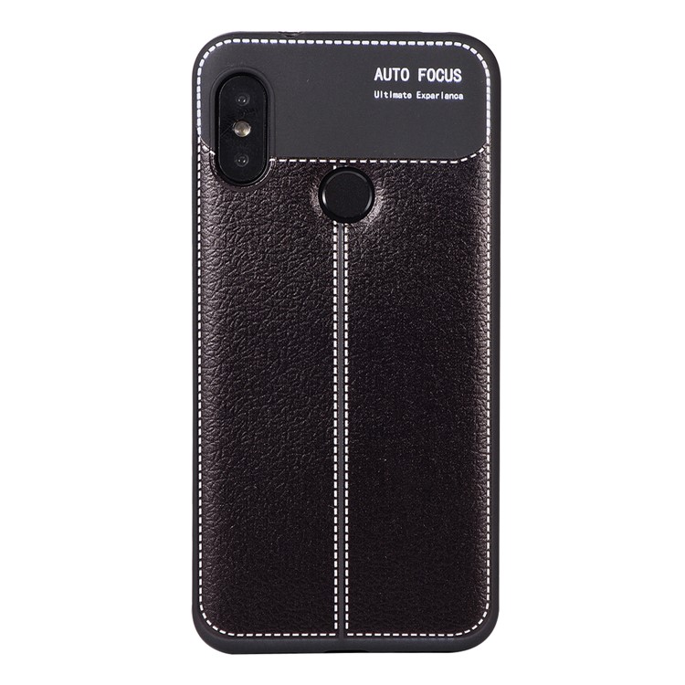 Litchi Skin Soft TPU Protection Case for Xiaomi Mi A2 Lite / Redmi 6 Pro - Black-2