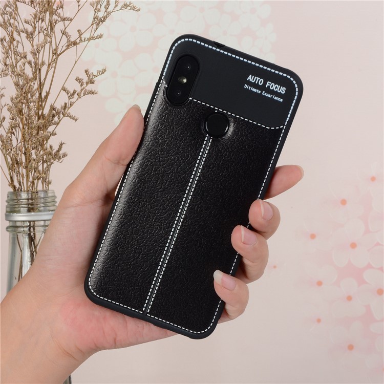 Litchi Skin Soft TPU Protection Case for Xiaomi Mi A2 Lite / Redmi 6 Pro - Black-5
