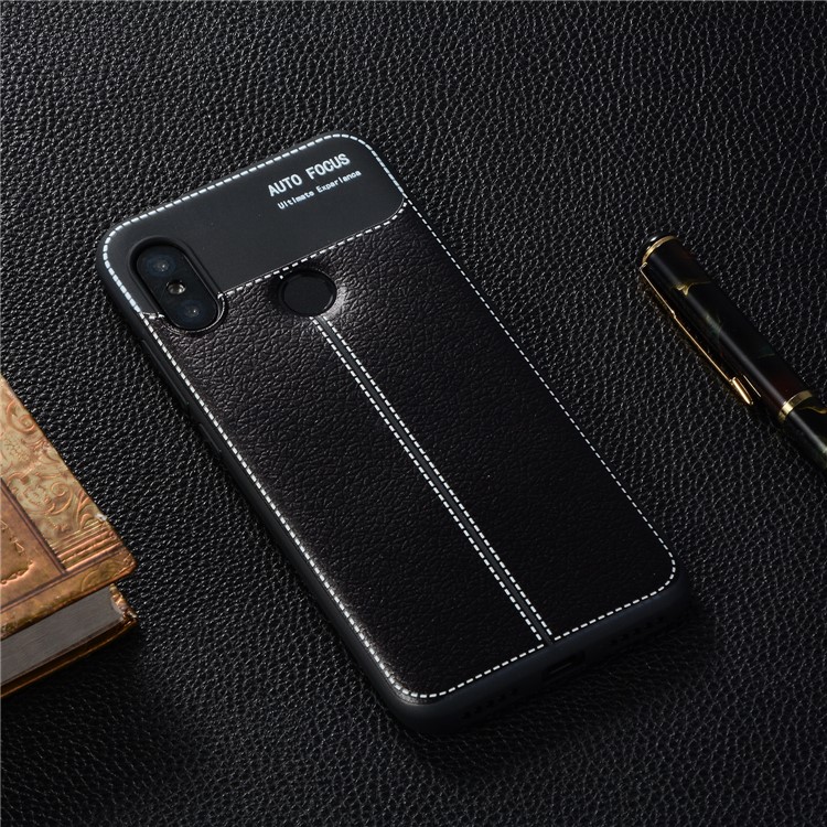 Litchi Skin Soft TPU Protection Case for Xiaomi Mi A2 Lite / Redmi 6 Pro - Black-6