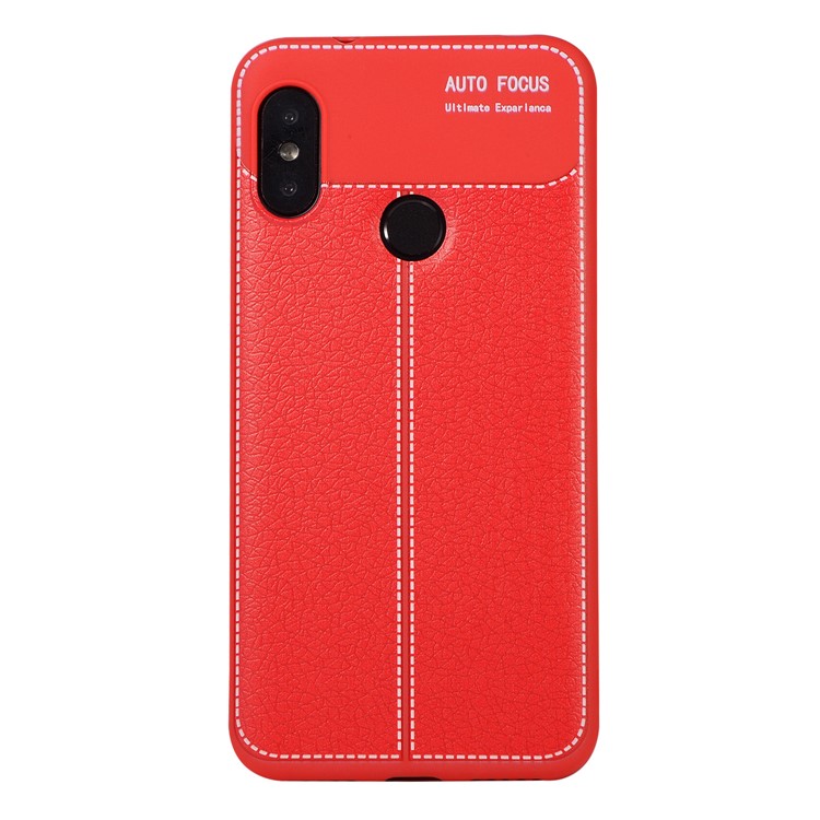 Litchi Skin Soft TPU Protection Cover for Xiaomi Mi A2 Lite / Redmi 6 Pro - Red-2