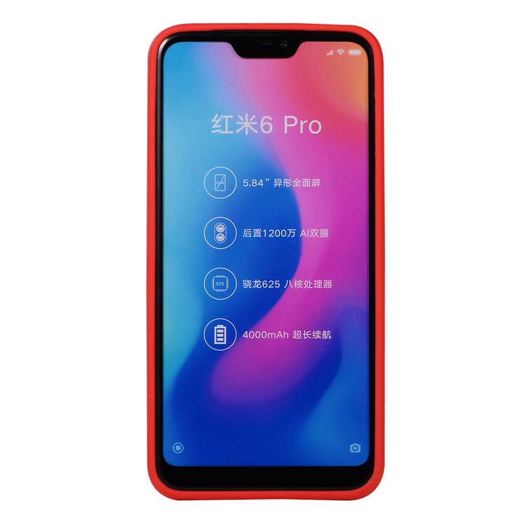 Litchi Skin Soft TPU Protection Cover for Xiaomi Mi A2 Lite / Redmi 6 Pro - Red-3