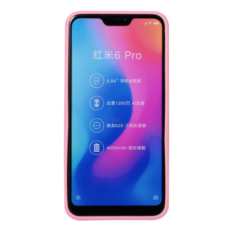 Litchi Skin Soft TPU Protection Shell for Xiaomi Mi A2 Lite / Redmi 6 Pro - Pink-3