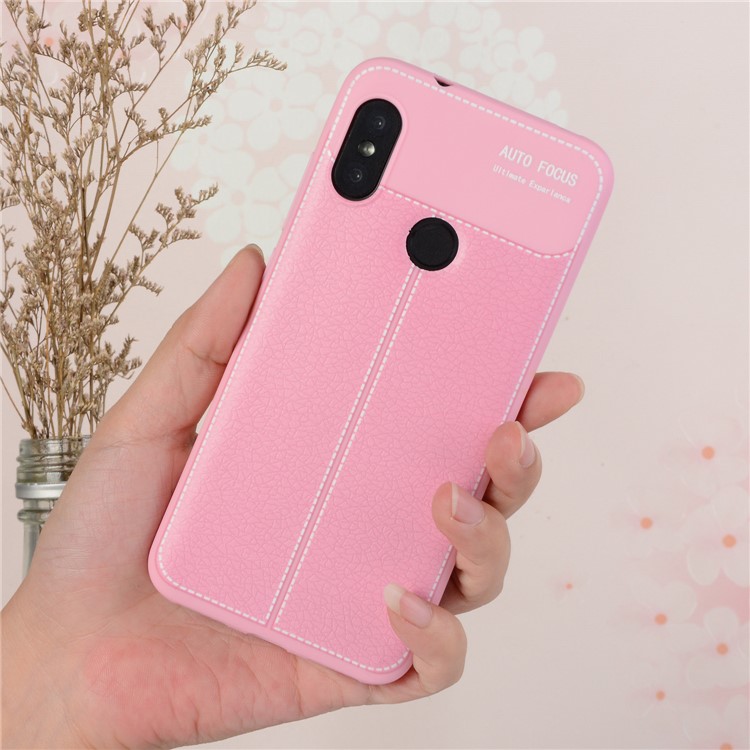 Litchi Skin Soft TPU Protection Shell for Xiaomi Mi A2 Lite / Redmi 6 Pro - Pink-5