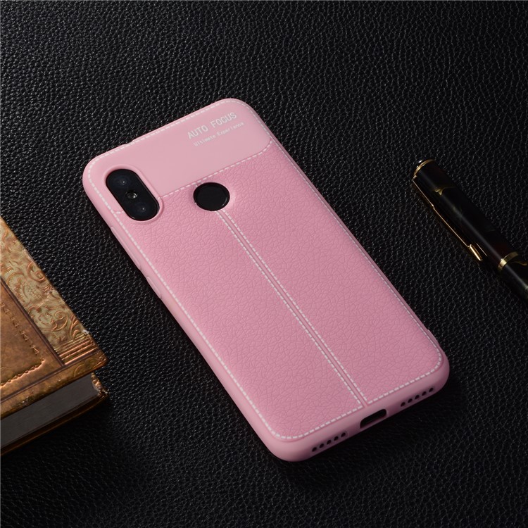 Litchi Skin Soft TPU Protection Shell for Xiaomi Mi A2 Lite / Redmi 6 Pro - Pink-6