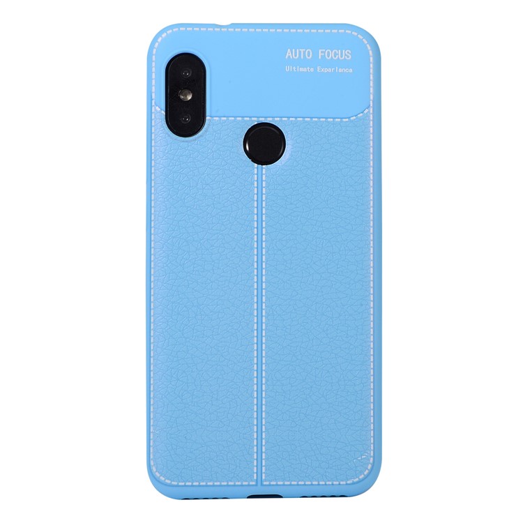 Litchi Skin Soft TPU Protection Casing for Xiaomi Mi A2 Lite / Redmi 6 Pro - Baby Blue-2