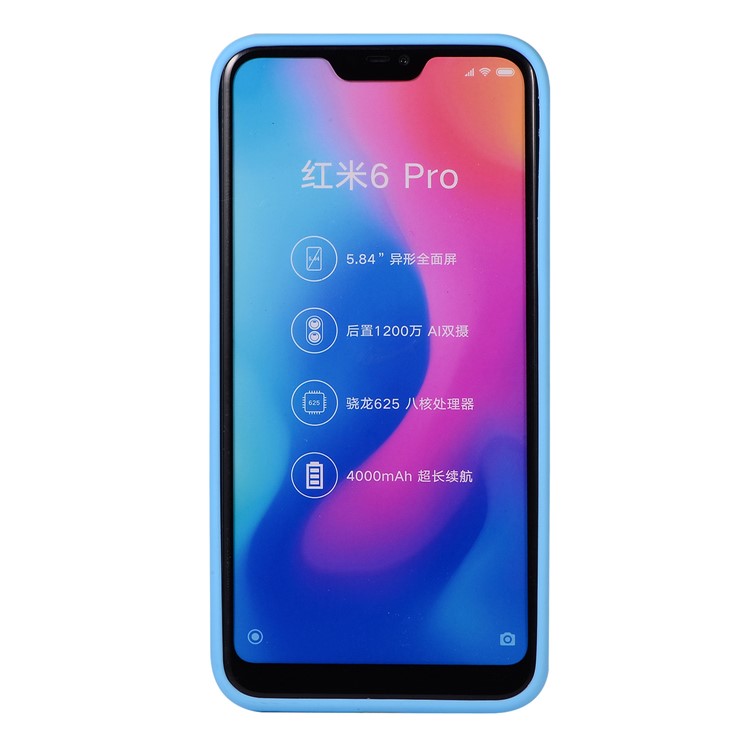 Litchi Skin Soft TPU Protection Casing for Xiaomi Mi A2 Lite / Redmi 6 Pro - Baby Blue-3