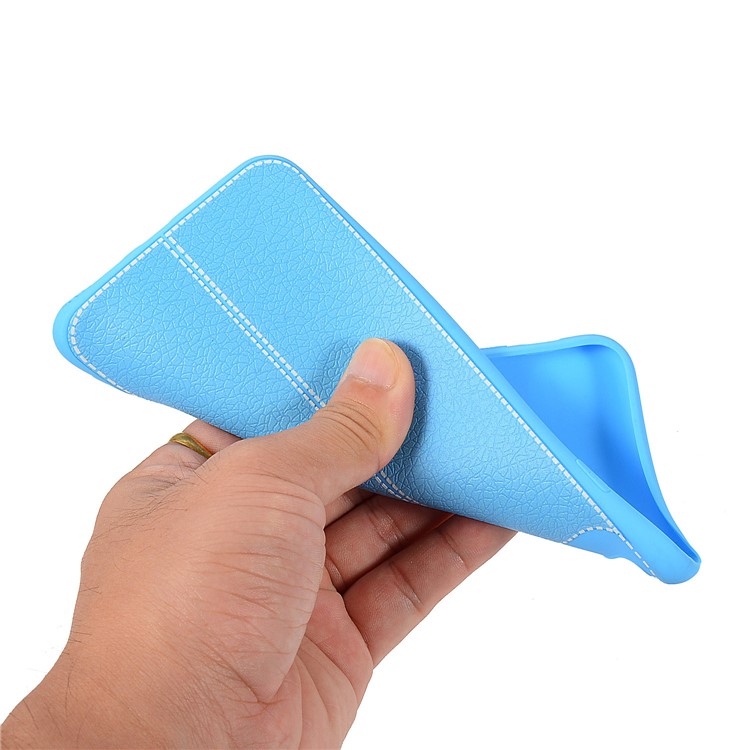 Litchi Skin Soft TPU Protection Casing for Xiaomi Mi A2 Lite / Redmi 6 Pro - Baby Blue-4