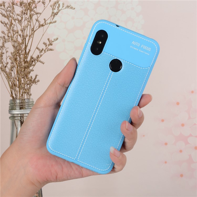 Litchi Skin Soft TPU Protection Casing for Xiaomi Mi A2 Lite / Redmi 6 Pro - Baby Blue-5