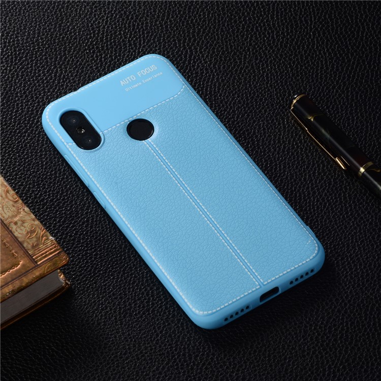 Litchi Skin Soft TPU Protection Casing for Xiaomi Mi A2 Lite / Redmi 6 Pro - Baby Blue-6