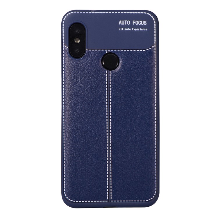 Litchi Skin Soft TPU Protection Back Case for Xiaomi Mi A2 Lite / Redmi 6 Pro - Dark Blue-2
