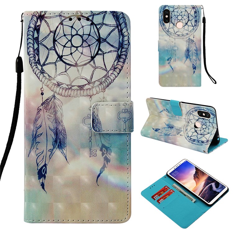 Pattern Printing Light Spot Decor PU Leather Magnetic Stand Cover for Xiaomi Mi Max 3 - Grey Dream Catcher-1