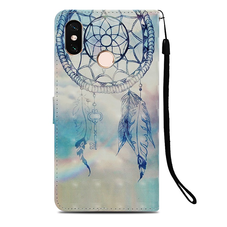 Pattern Printing Light Spot Decor PU Leather Magnetic Stand Cover for Xiaomi Mi Max 3 - Grey Dream Catcher-3
