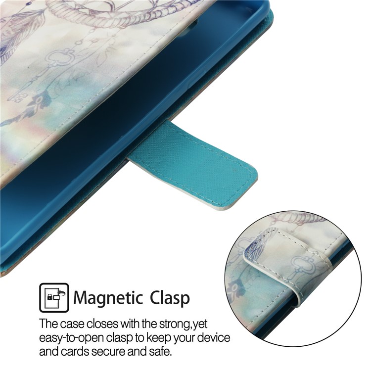 Pattern Printing Light Spot Decor PU Leather Magnetic Stand Cover for Xiaomi Mi Max 3 - Grey Dream Catcher-5