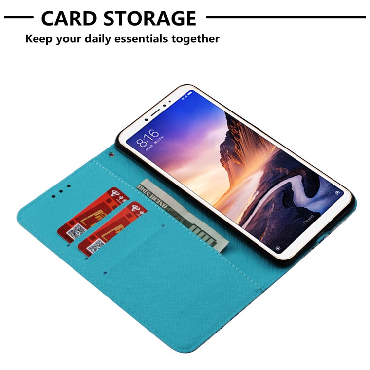 Pattern Printing Light Spot Decor PU Leather Magnetic Stand Cover for Xiaomi Mi Max 3 - Grey Dream Catcher-6