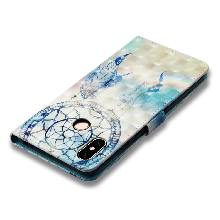 Pattern Printing Light Spot Decor PU Leather Magnetic Stand Cover for Xiaomi Mi Max 3 - Grey Dream Catcher-8