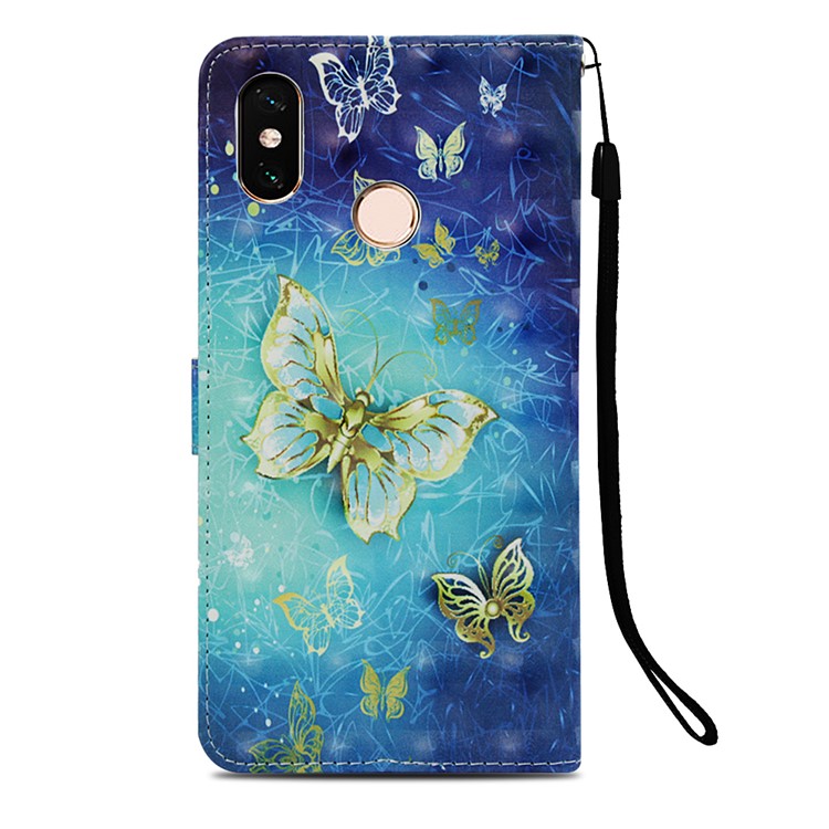 Pattern Printing Light Spot Decor PU Leather Magnetic Stand Shell for Xiaomi Mi Max 3 - Gold Butterflies-3