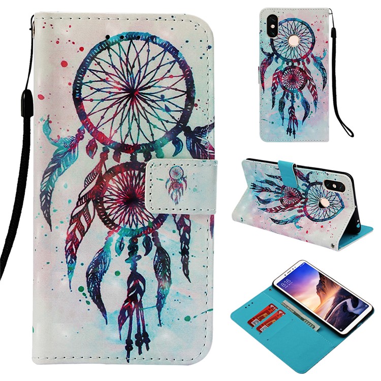 Pattern Printing Light Spot Decor PU Leather Magnetic Stand Phone Cover for Xiaomi Mi Max 3 - Colorful Dream Catcher-1
