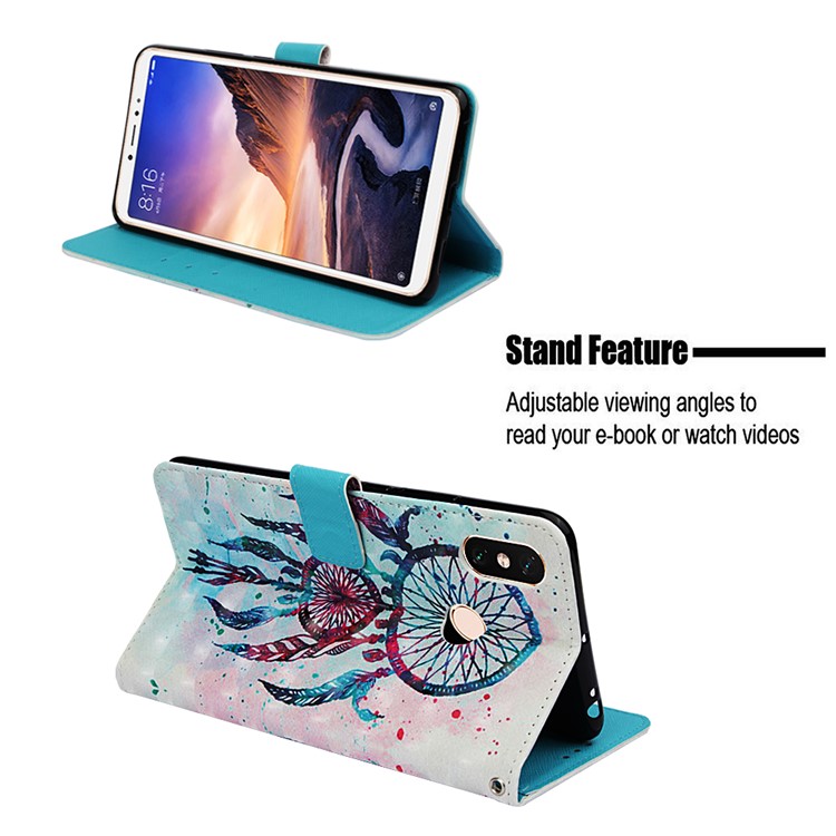 Pattern Printing Light Spot Decor PU Leather Magnetic Stand Phone Cover for Xiaomi Mi Max 3 - Colorful Dream Catcher-4