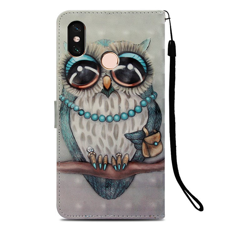 Pattern Printing Light Spot Decor PU Leather Magnetic Stand Mobile Cover for Xiaomi Mi Max 3 - Owl-3