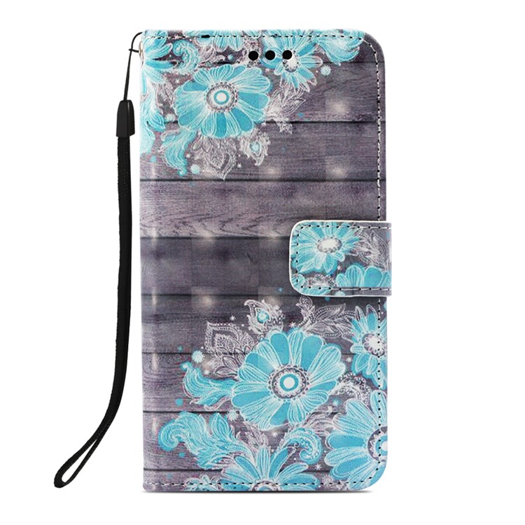 Pattern Printing Light Spot Decor PU Leather Magnetic Stand Phone Case for Xiaomi Mi Max 3 - Blue Flower-2