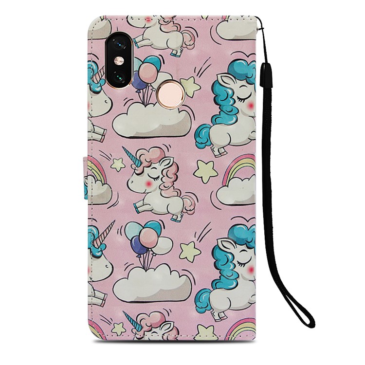 Pattern Printing Light Spot Decor PU Leather Magnetic Stand Phone Accessory Cover for Xiaomi Mi Max 3 - Unicorns-3