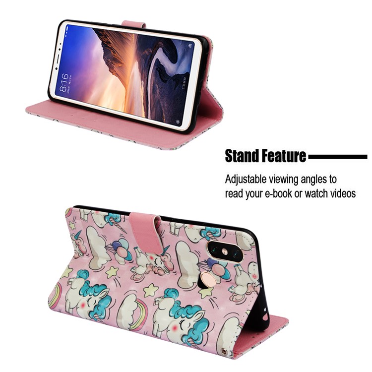 Pattern Printing Light Spot Decor PU Leather Magnetic Stand Phone Accessory Cover for Xiaomi Mi Max 3 - Unicorns-4