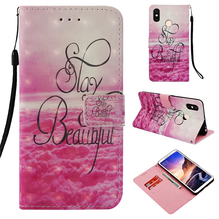 Pattern Printing Light Spot Decor PU Leather Magnetic Stand Cellphone Case Cover for Xiaomi Mi Max 3 - Stay Beautiful-1