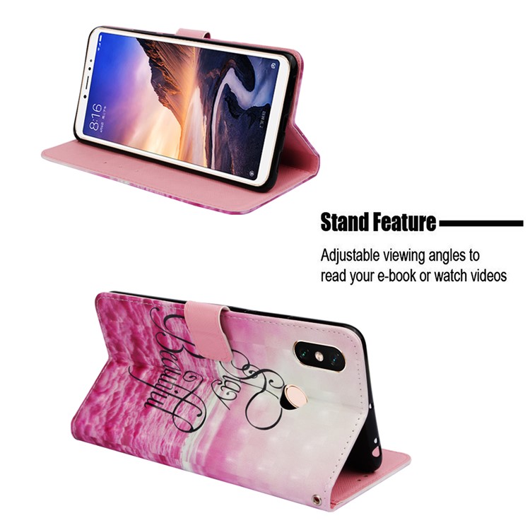 Pattern Printing Light Spot Decor PU Leather Magnetic Stand Cellphone Case Cover for Xiaomi Mi Max 3 - Stay Beautiful-4