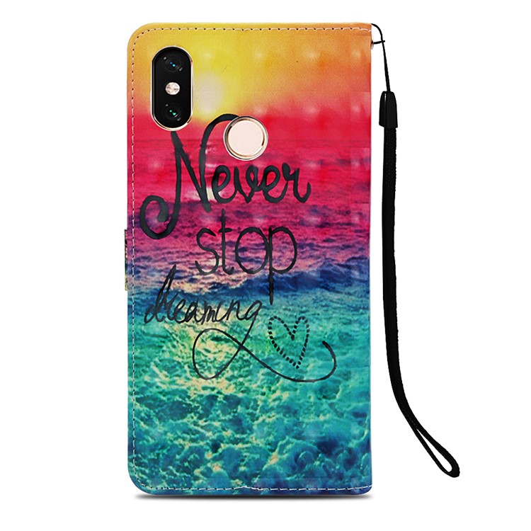 Pattern Printing Light Spot Decor PU Leather Magnetic Stand Protection Cover for Xiaomi Mi Max 3 - Never Stop Dreaming-3