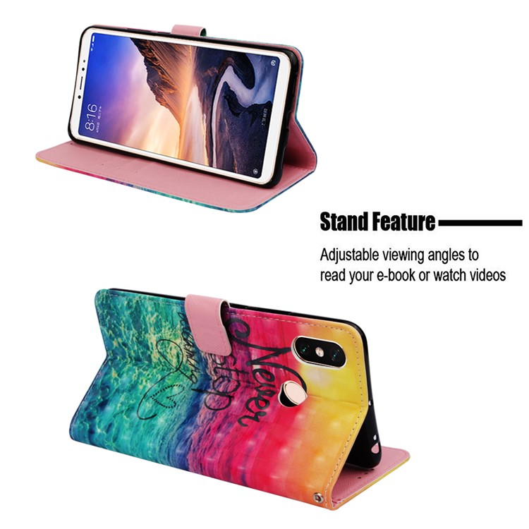 Pattern Printing Light Spot Decor PU Leather Magnetic Stand Protection Cover for Xiaomi Mi Max 3 - Never Stop Dreaming-4