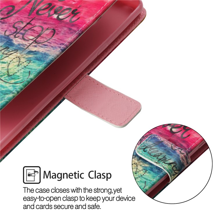 Pattern Printing Light Spot Decor PU Leather Magnetic Stand Protection Cover for Xiaomi Mi Max 3 - Never Stop Dreaming-5