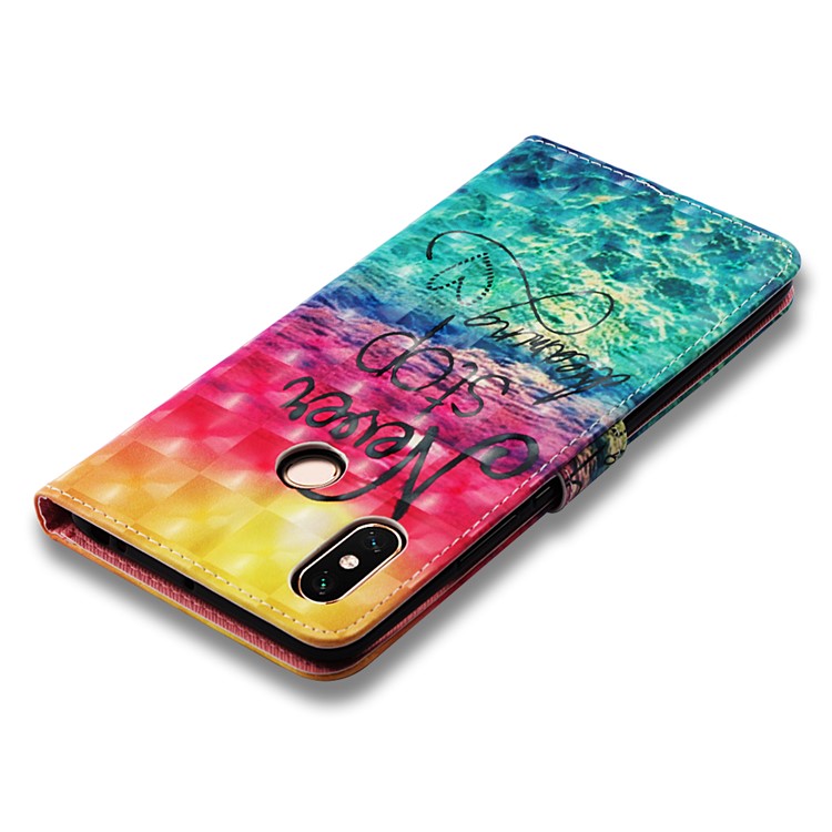 Pattern Printing Light Spot Decor PU Leather Magnetic Stand Protection Cover for Xiaomi Mi Max 3 - Never Stop Dreaming-8