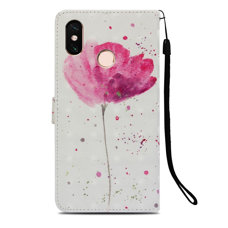 Pattern Printing Light Spot Decor PU Leather Magnetic Stand Accessory Case for Xiaomi Mi Max 3 - Red Flower-3