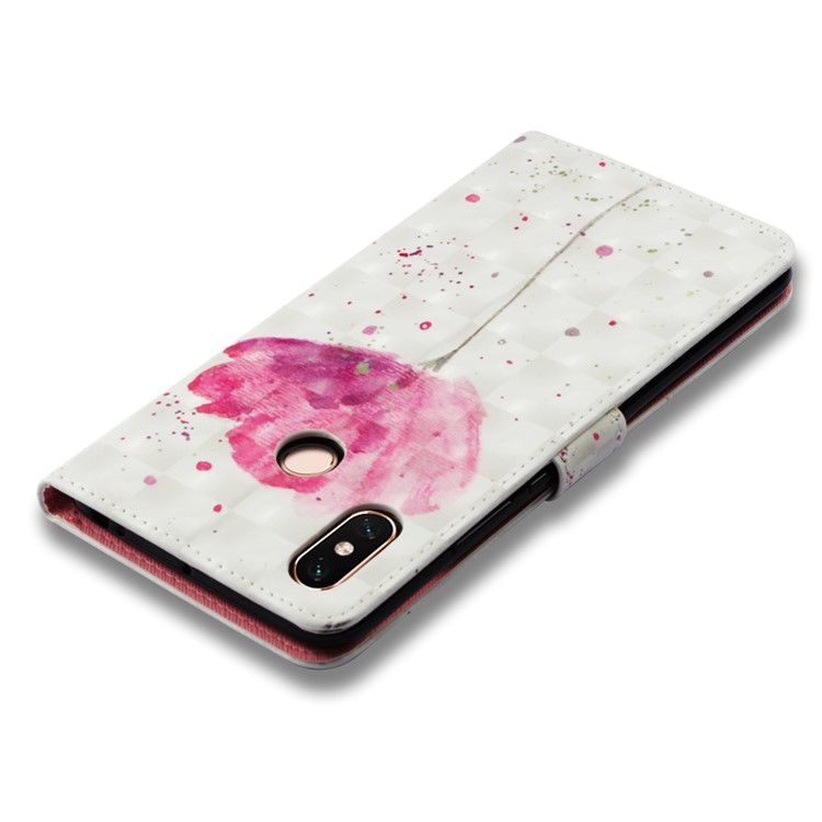 Pattern Printing Light Spot Decor PU Leather Magnetic Stand Accessory Case for Xiaomi Mi Max 3 - Red Flower-8